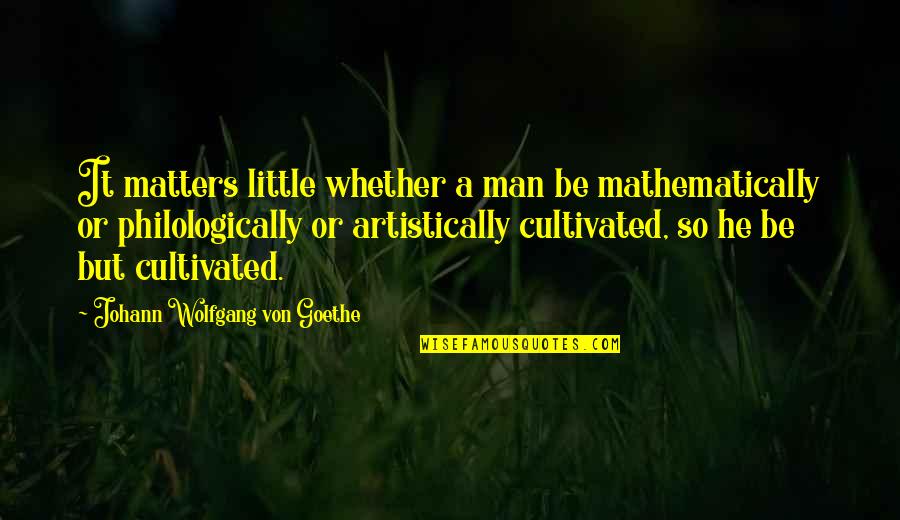 Artistically Quotes By Johann Wolfgang Von Goethe: It matters little whether a man be mathematically