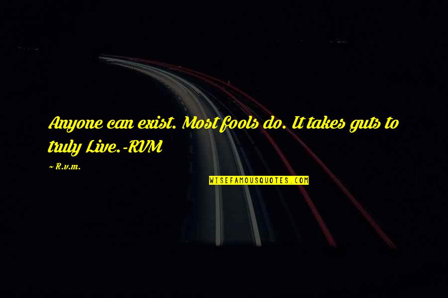 Artists Who Use Quotes By R.v.m.: Anyone can exist. Most fools do. It takes