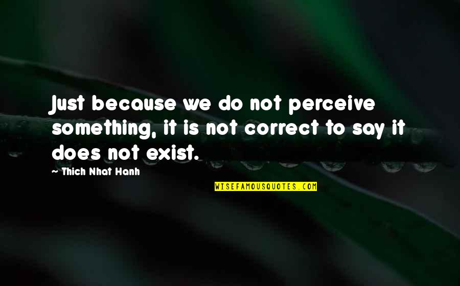 Arts And Science Quotes By Thich Nhat Hanh: Just because we do not perceive something, it