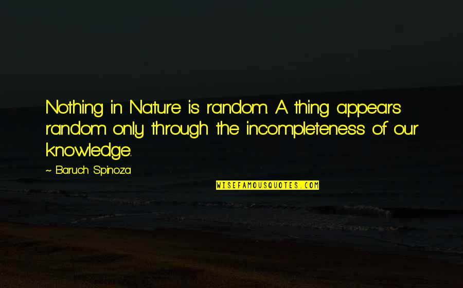Artukovic I Pavelic Quotes By Baruch Spinoza: Nothing in Nature is random. A thing appears