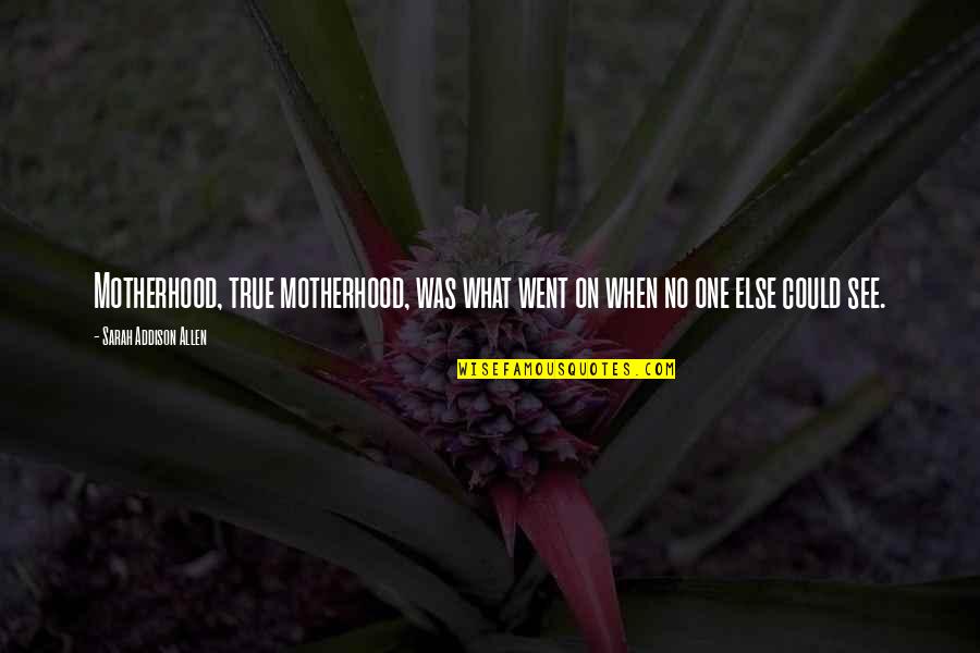 Arturo Sandoval Quotes By Sarah Addison Allen: Motherhood, true motherhood, was what went on when