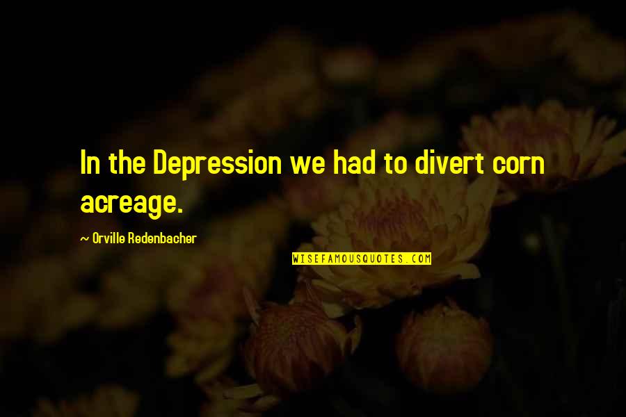 Artza Alinu Quotes By Orville Redenbacher: In the Depression we had to divert corn Artza Alinu Quotes By Orville Redenbacher: In the Depression we had to divert corn
