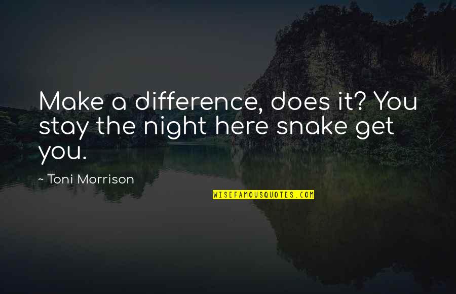 Arun Manilal Gandhi Quotes By Toni Morrison: Make a difference, does it? You stay the