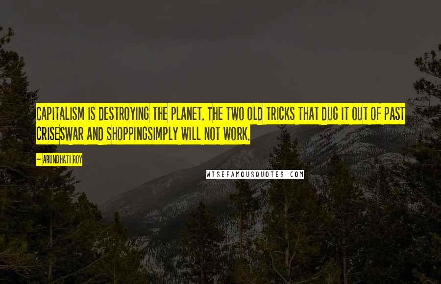 Arundhati Roy quotes: Capitalism is destroying the planet. The two old tricks that dug it out of past crisesWar and Shoppingsimply will not work.