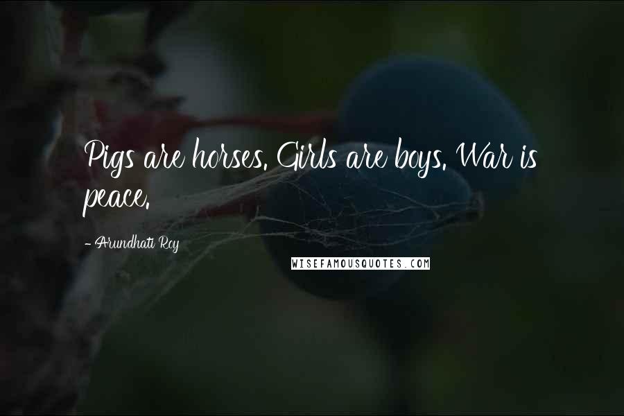 Arundhati Roy quotes: Pigs are horses. Girls are boys. War is peace.