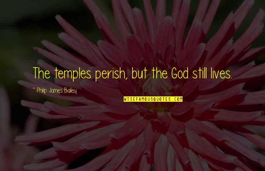 Arveda Fischer Quotes By Philip James Bailey: The temples perish, but the God still lives.