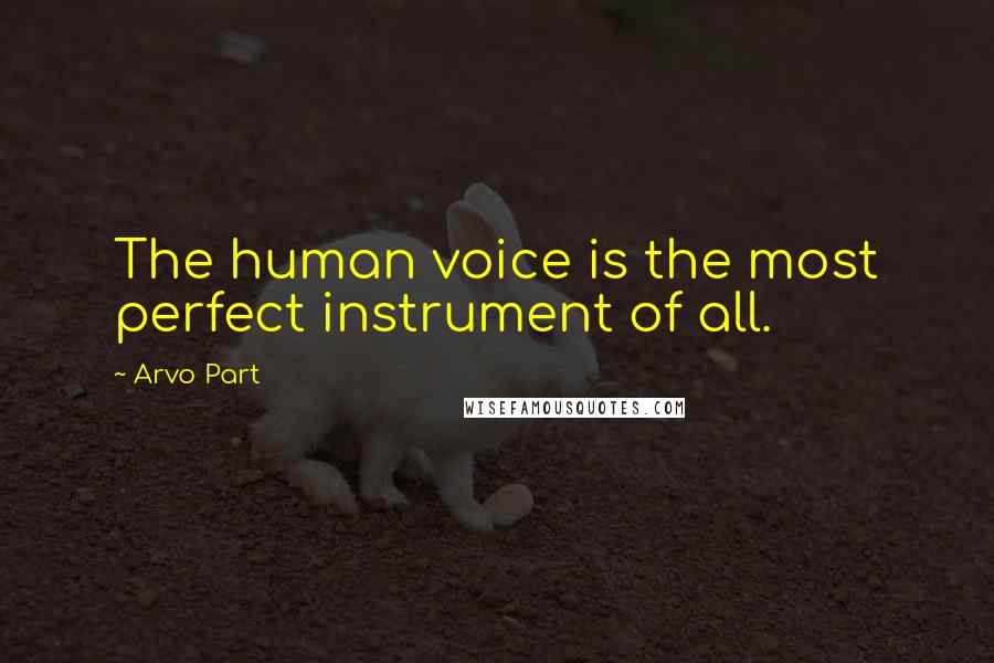 Arvo Part quotes: The human voice is the most perfect instrument of all.