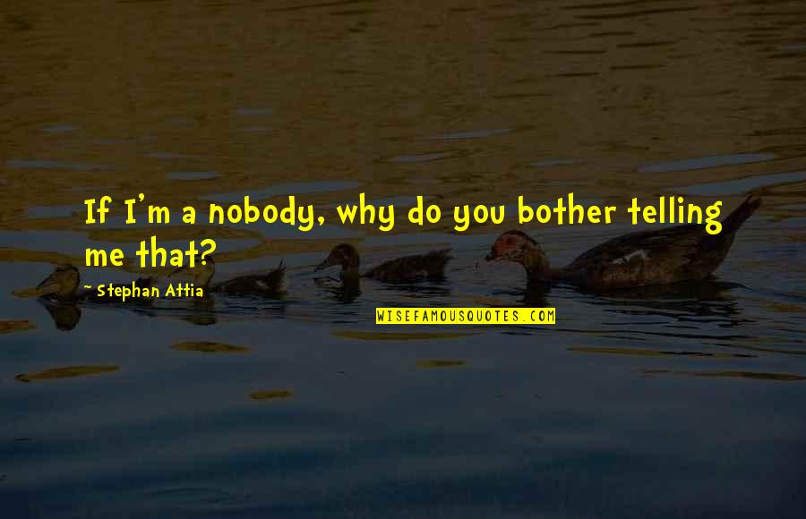 Arwah Quotes By Stephan Attia: If I'm a nobody, why do you bother