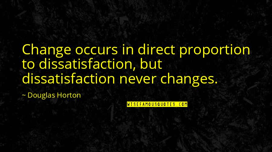 Arzberger Engravers Quotes By Douglas Horton: Change occurs in direct proportion to dissatisfaction, but