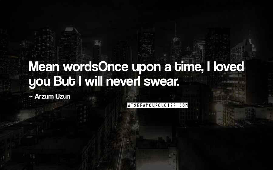 Arzum Uzun quotes: Mean wordsOnce upon a time, I loved you But I will neverI swear.