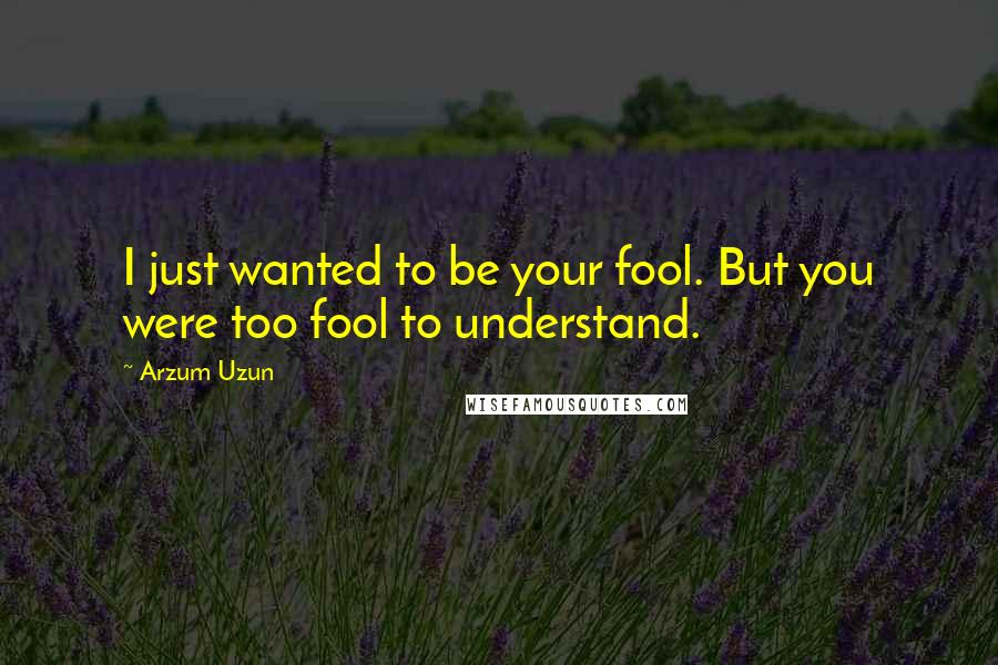 Arzum Uzun quotes: I just wanted to be your fool. But you were too fool to understand.