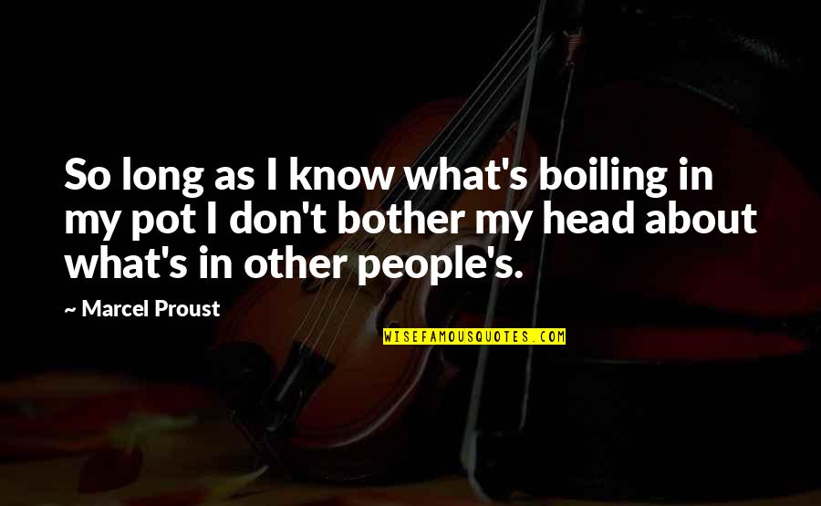 As I Quotes By Marcel Proust: So long as I know what's boiling in