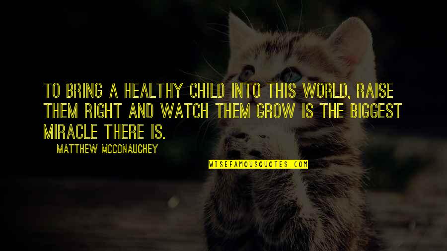 As I Watch You Grow Quotes By Matthew McConaughey: To bring a healthy child into this world,