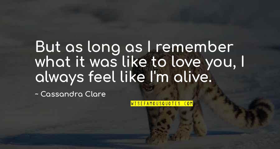 As Long As I'm Alive Quotes By Cassandra Clare: But as long as I remember what it
