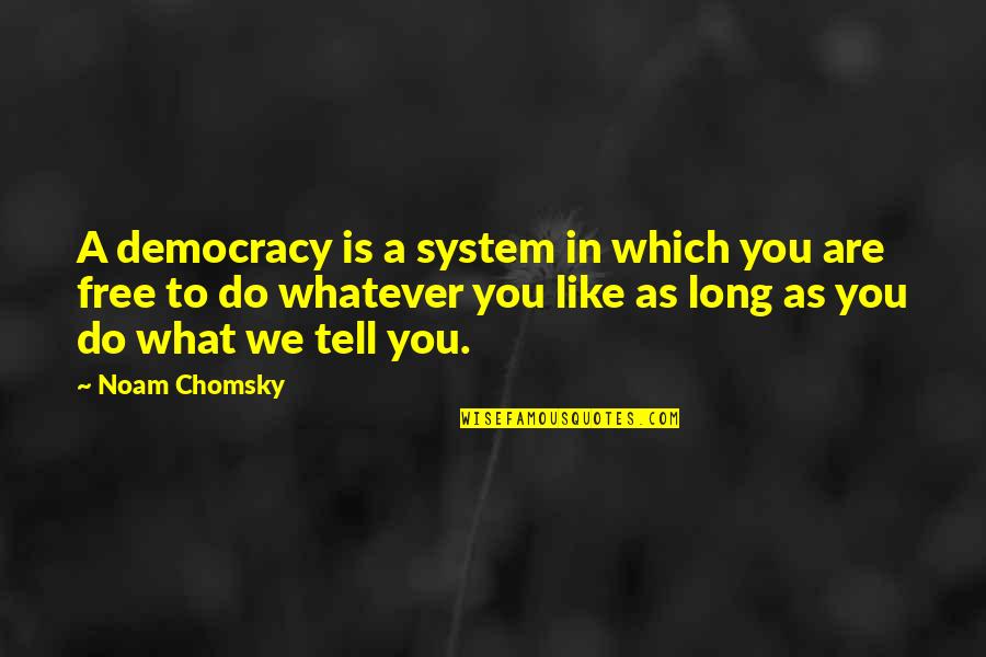 As Long As You Quotes By Noam Chomsky: A democracy is a system in which you As Long As You Quotes By Noam Chomsky: A democracy is a system in which you