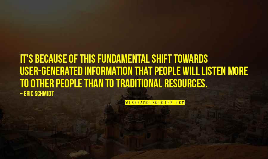 As Perfect Quote Quotes By Eric Schmidt: It's because of this fundamental shift towards user-generated As Perfect Quote Quotes By Eric Schmidt: It's because of this fundamental shift towards user-generated