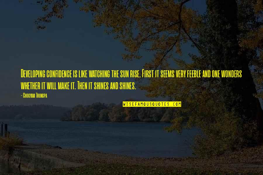 As Sure As The Sun Will Rise Quotes By Chogyam Trungpa: Developing confidence is like watching the sun rise. As Sure As The Sun Will Rise Quotes By Chogyam Trungpa: Developing confidence is like watching the sun rise.