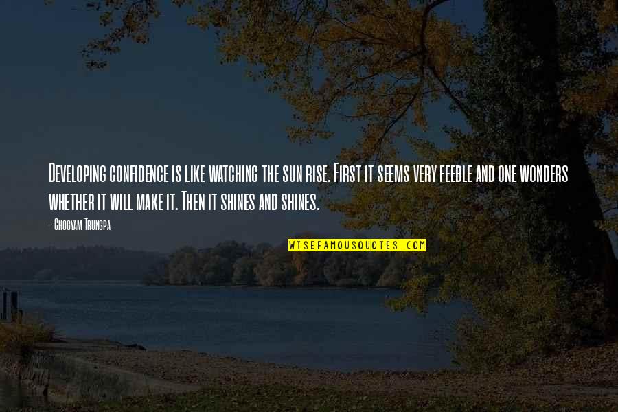 As The Sun Shines Quotes By Chogyam Trungpa: Developing confidence is like watching the sun rise.