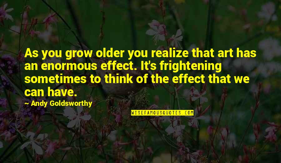 As You Grow Quotes By Andy Goldsworthy: As you grow older you realize that art