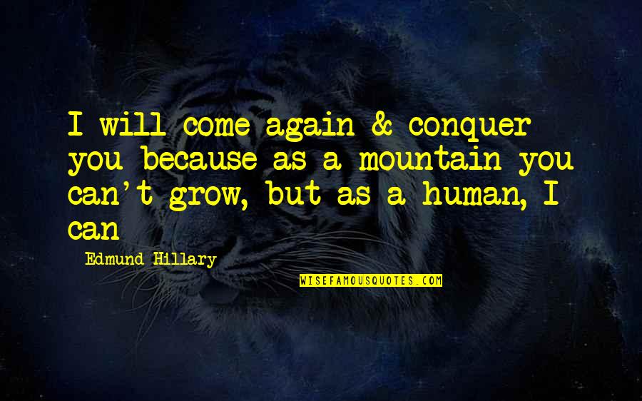 As You Grow Quotes By Edmund Hillary: I will come again & conquer you because
