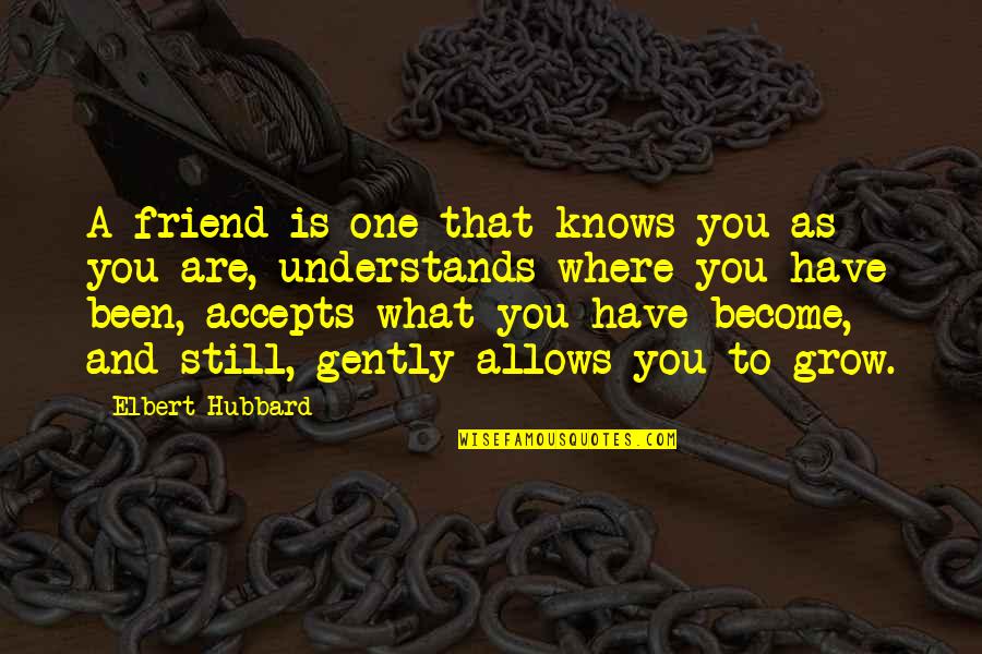 As You Grow Quotes By Elbert Hubbard: A friend is one that knows you as