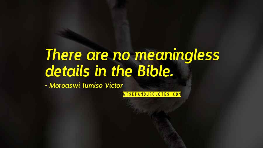 Asadas Austin Quotes By Moroaswi Tumiso Victor: There are no meaningless details in the Bible.
