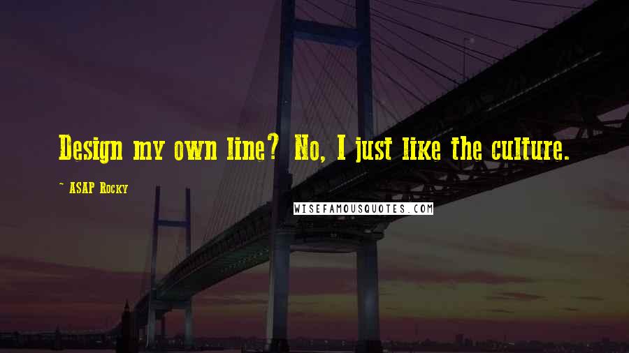 ASAP Rocky quotes: Design my own line? No, I just like the culture.