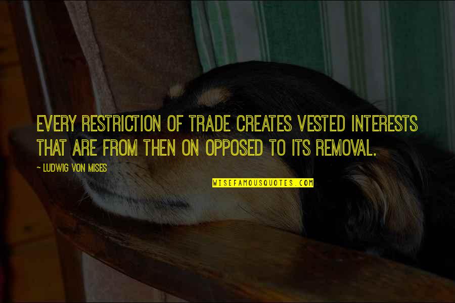 Ascari Quotes By Ludwig Von Mises: Every restriction of trade creates vested interests that