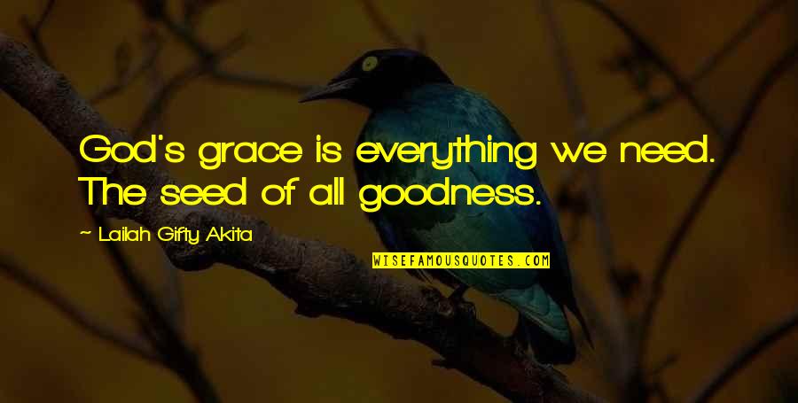 Ascertained Quotes By Lailah Gifty Akita: God's grace is everything we need. The seed