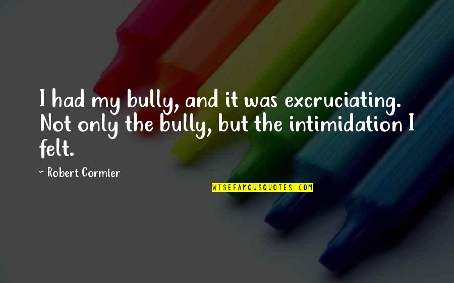 Aschenputtel Cinderella Quotes By Robert Cormier: I had my bully, and it was excruciating.
