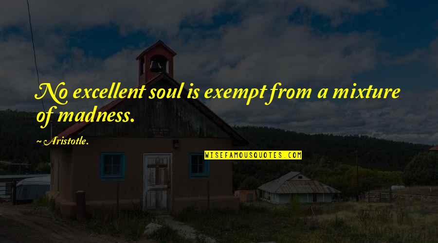 Ascribing Quotes By Aristotle.: No excellent soul is exempt from a mixture