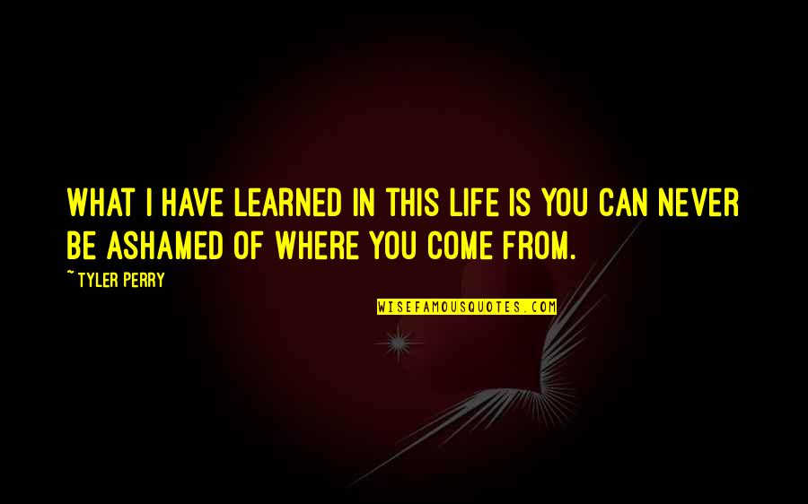 Ashamed Of You Quotes By Tyler Perry: What I have learned in this life is