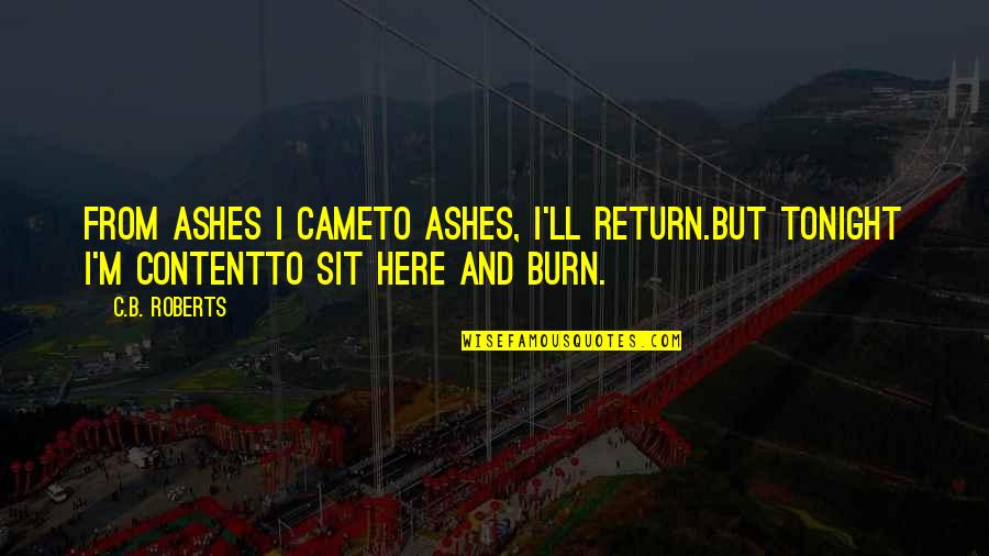 Ashes To Ashes Quotes By C.B. Roberts: From ashes I cameTo ashes, I'll return.But tonight
