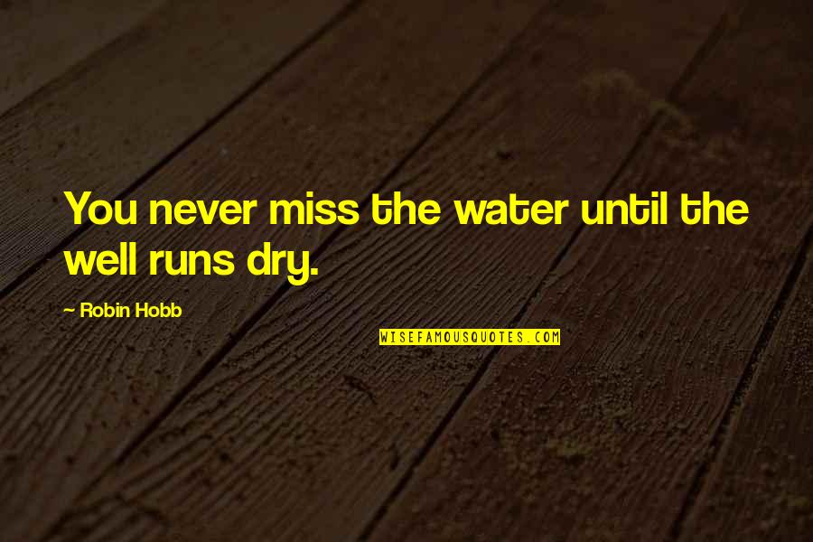Ashir Mir Quotes By Robin Hobb: You never miss the water until the well Ashir Mir Quotes By Robin Hobb: You never miss the water until the well