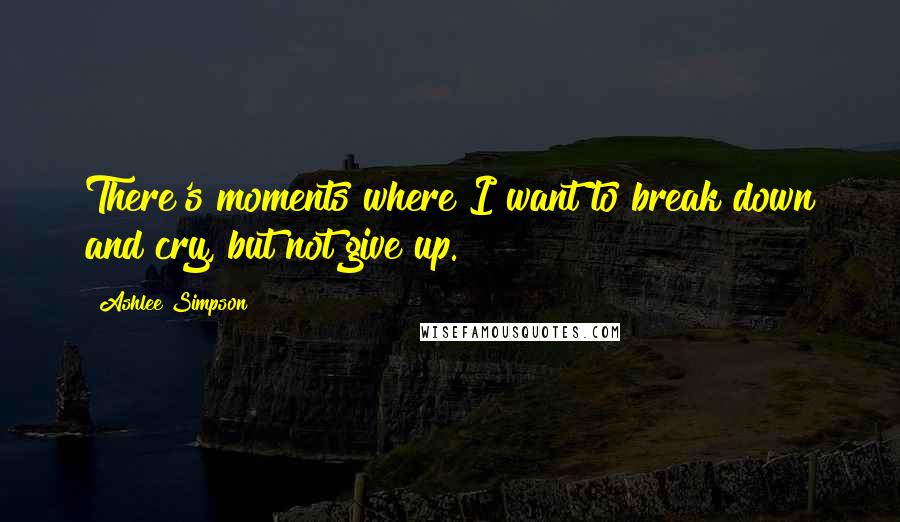 Ashlee Simpson quotes: There's moments where I want to break down and cry, but not give up.