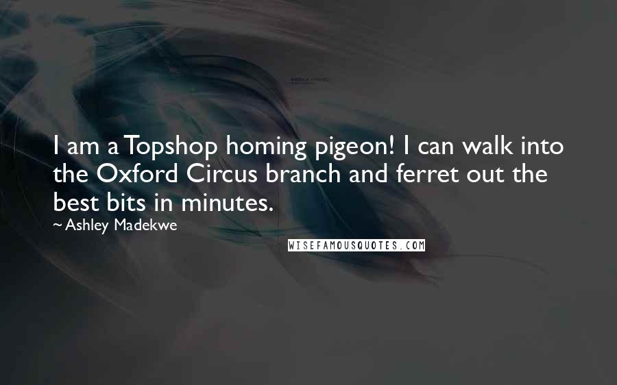 Ashley Madekwe quotes: I am a Topshop homing pigeon! I can walk into the Oxford Circus branch and ferret out the best bits in minutes.
