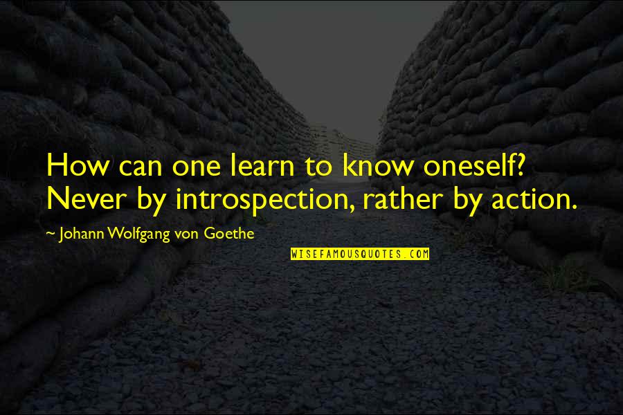 Ashley Rhodes Courter Quotes By Johann Wolfgang Von Goethe: How can one learn to know oneself? Never