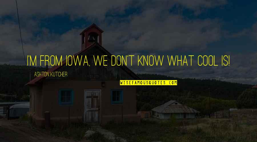 Ashton Kutcher Iowa Quotes By Ashton Kutcher: I'm from Iowa, we don't know what cool
