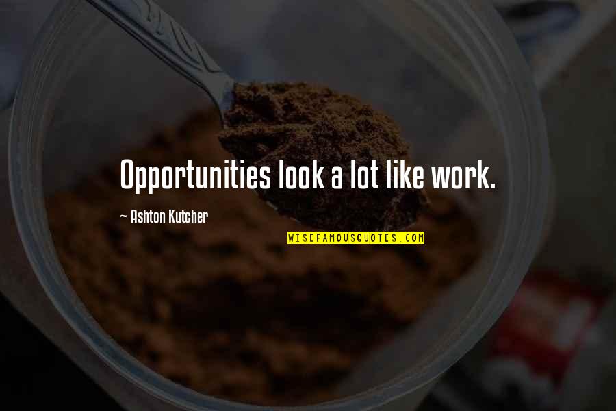 Ashton Quotes By Ashton Kutcher: Opportunities look a lot like work.