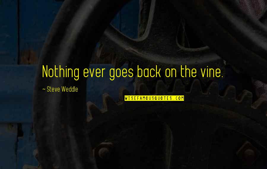 Ashutosh Bhakre Quotes By Steve Weddle: Nothing ever goes back on the vine. Ashutosh Bhakre Quotes By Steve Weddle: Nothing ever goes back on the vine.