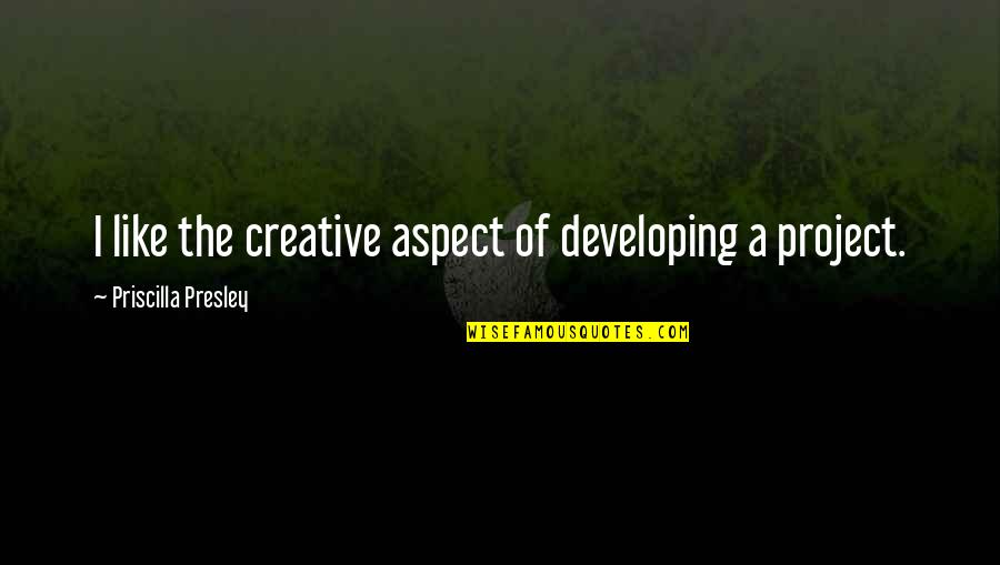 Ashwath Marimuthu Quotes By Priscilla Presley: I like the creative aspect of developing a