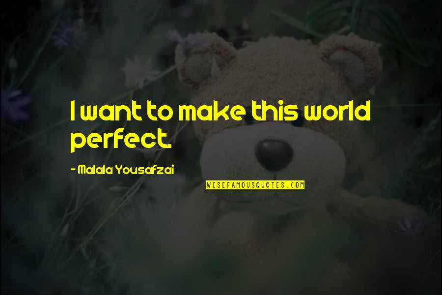 Asiderosis Quotes By Malala Yousafzai: I want to make this world perfect. Asiderosis Quotes By Malala Yousafzai: I want to make this world perfect.