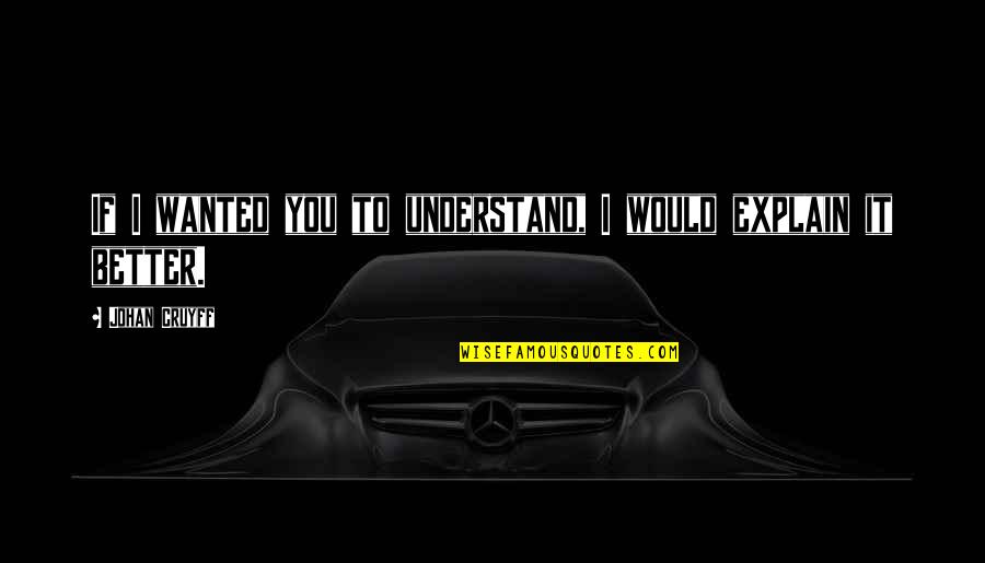 Ask Dr Linq Quotes By Johan Cruyff: If I wanted you to understand, I would