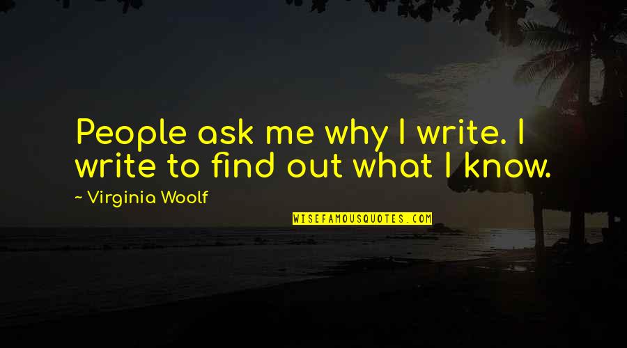 Ask Me Out Quotes By Virginia Woolf: People ask me why I write. I write