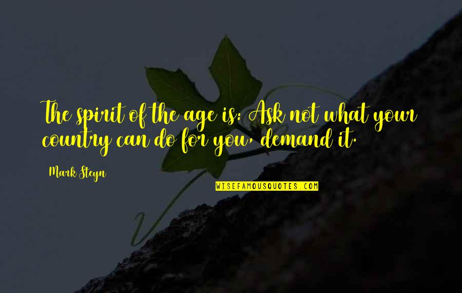 Ask Not What Your Country Can Do Quotes By Mark Steyn: The spirit of the age is: Ask not