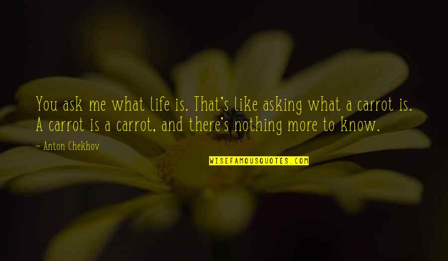 Asking For Nothing Quotes By Anton Chekhov: You ask me what life is. That's like