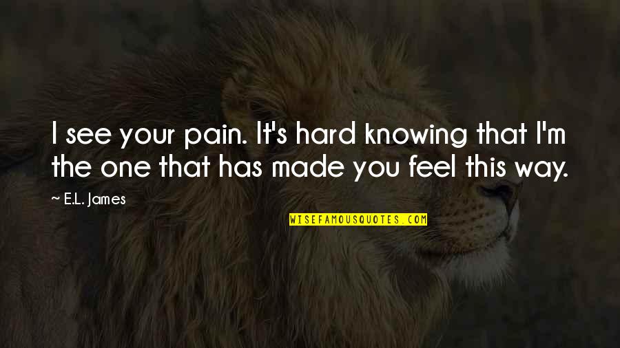 Asking Sorry To Lover Quotes By E.L. James: I see your pain. It's hard knowing that