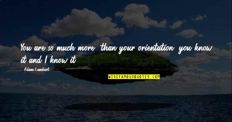 Asking Tough Questions Quotes By Adam Lambert: You are so much more, than your orientation,