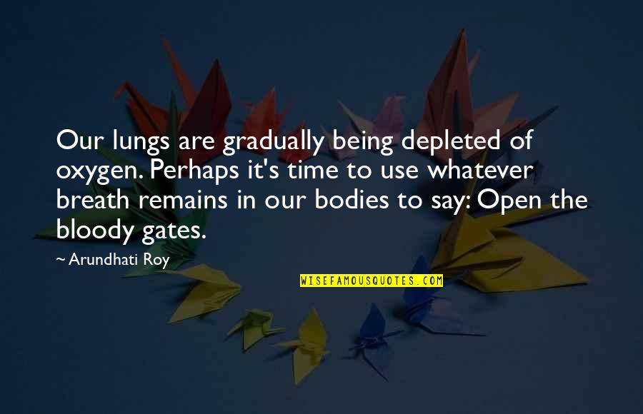 Asliyat Samne Quotes By Arundhati Roy: Our lungs are gradually being depleted of oxygen.