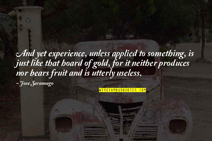 Asmus Toys Quotes By Jose Saramago: And yet experience, unless applied to something, is Asmus Toys Quotes By Jose Saramago: And yet experience, unless applied to something, is